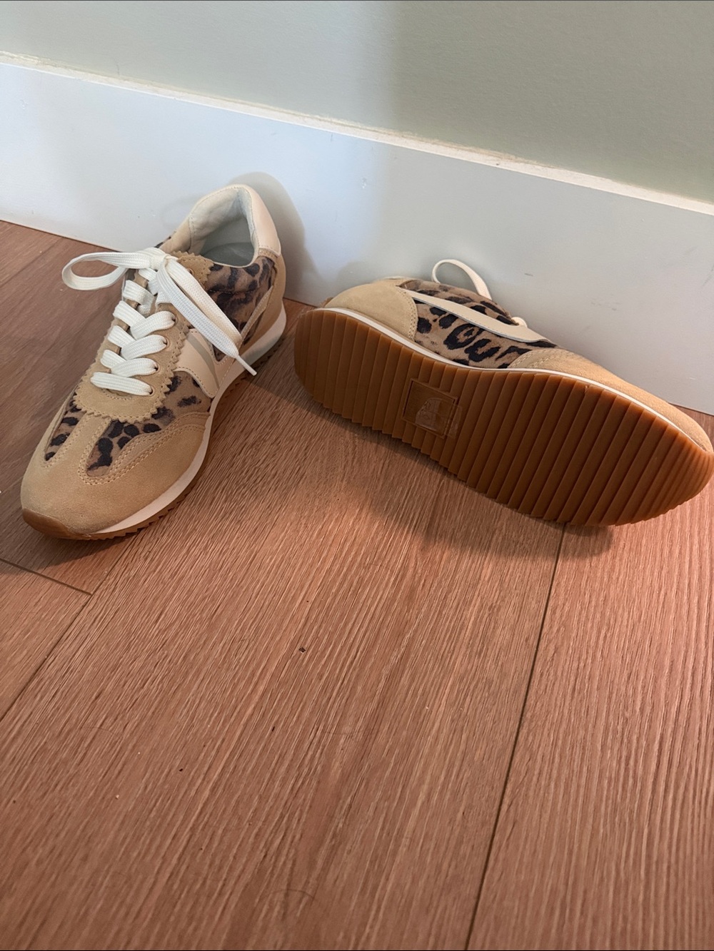 Dolce Vita Beige and Leopard Print Casual Sneakers - Picture 2 of 3
